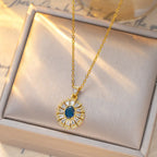 Collier à pierre taille fleur de givre, chaîne dorée — vue 4
