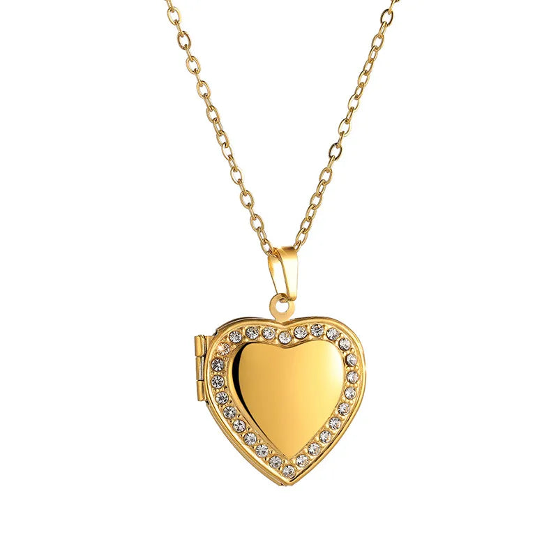 Collier médaillon cœur à ouvrir, chaîne dorée — vue 6