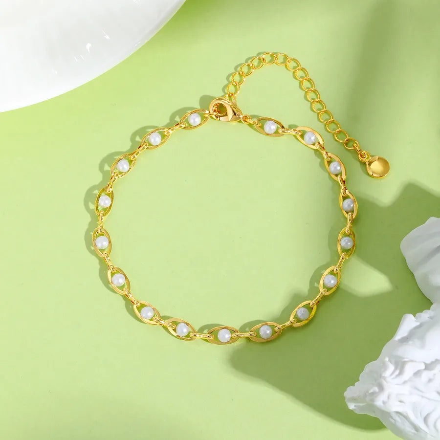 Bracelet à motif géométrique en cuivre doré — vue 5