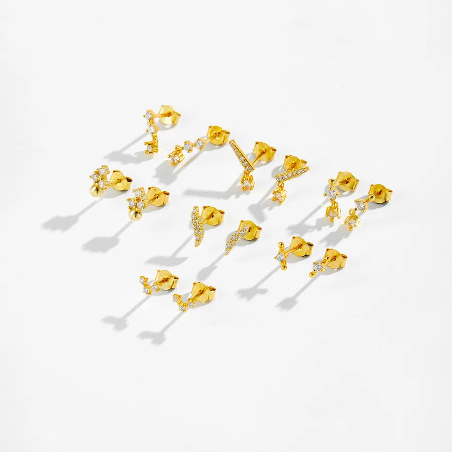Puces d'oreilles à zircons irréguliers, argent 925 — vue 4