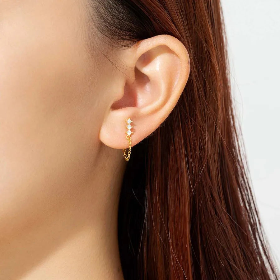 Puces d'oreilles solitaire serti, argent 925 — vue 3
