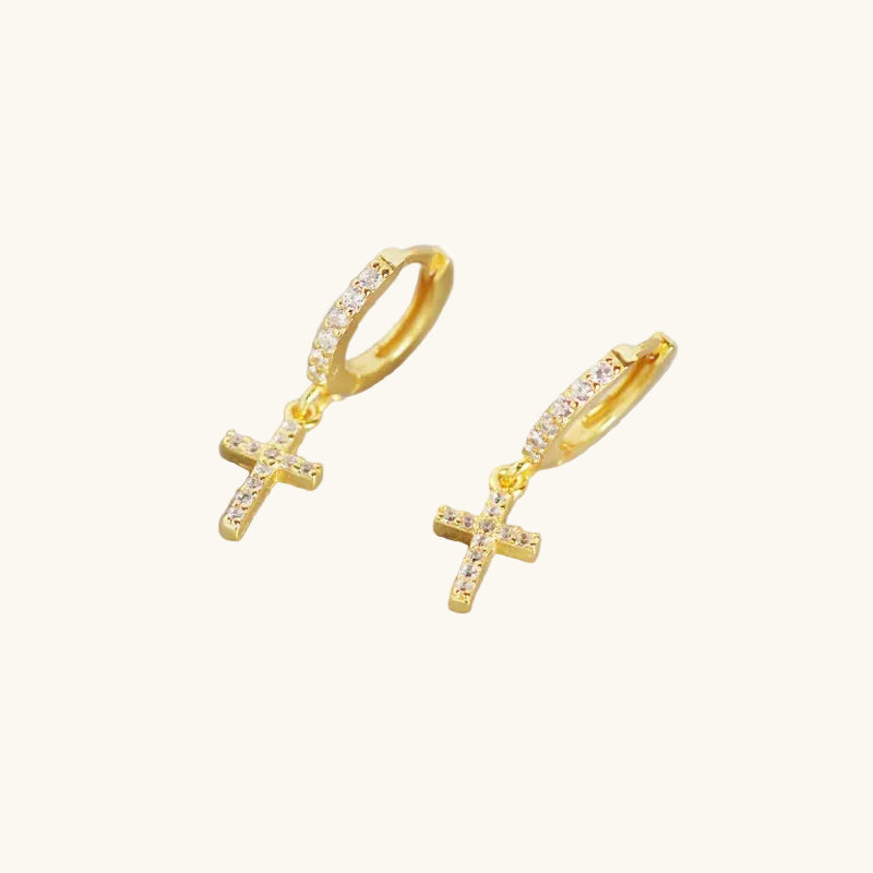 Boucles d'oreilles croix en argent massif 925