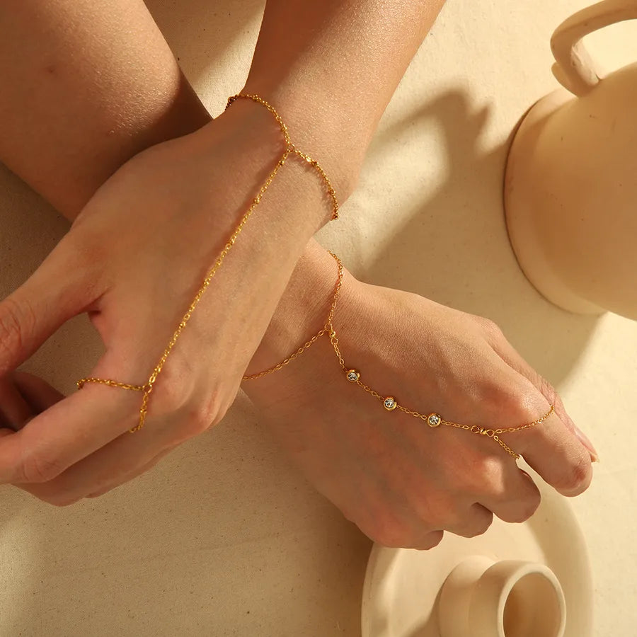Bracelet chaîne fine élégante, acier doré — vue 5