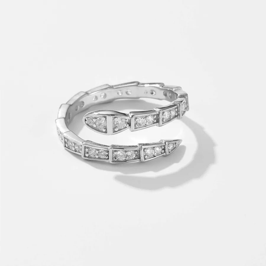 Bague ouverte sertie de zircons, dorée — vue 4