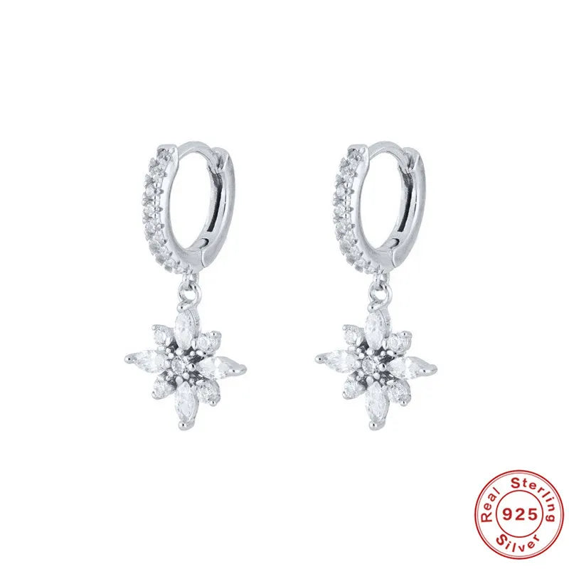 Boucles d'oreilles pendantes fleur, argent 925 — vue 4