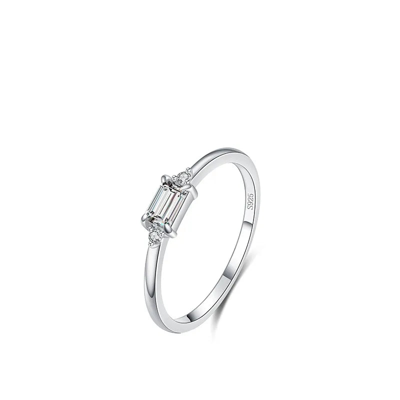 Bague géométrique sertie, argent massif 925 — vue 7