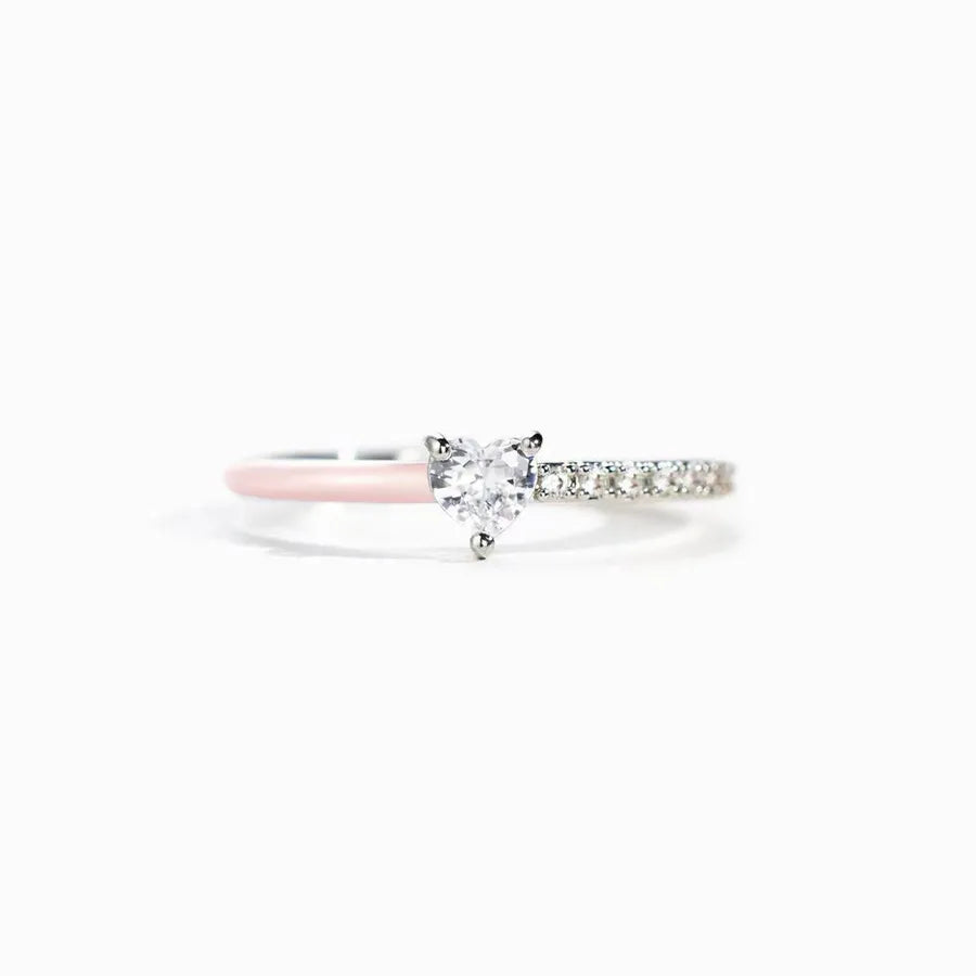 Bague cœur serti de pierres, argent 925 — vue 8