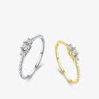 Bague à anneau torsadé serti de zircons