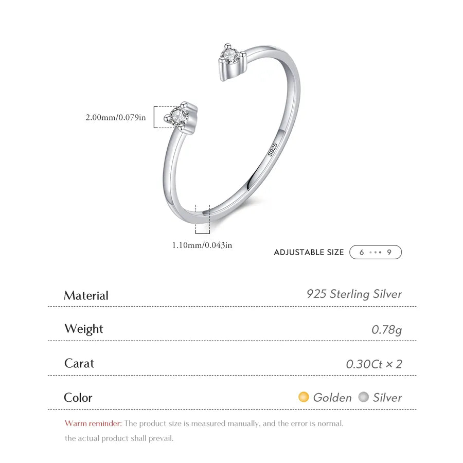 Bague moissanite sertie, argent massif 925 — vue 3