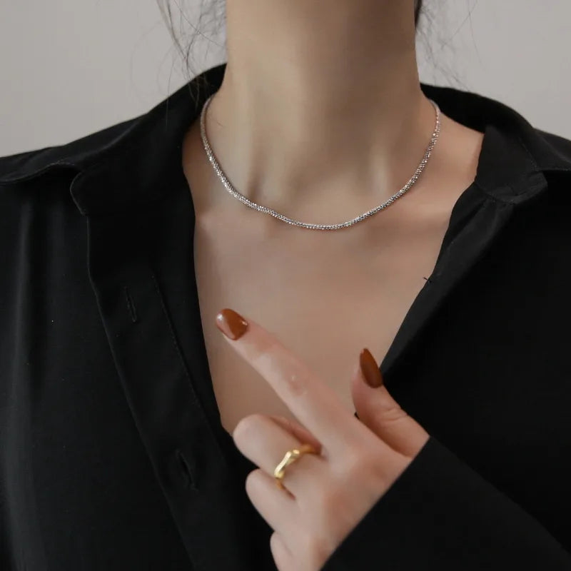 Collier chaîne sans pendentif, acier titane — vue 4