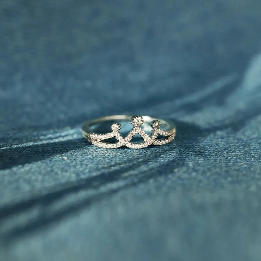 Bague couronne sertie de zircons, argent 925 — vue 5