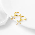 Boucles d'oreilles pendantes à croix, argent 925 — vue 4