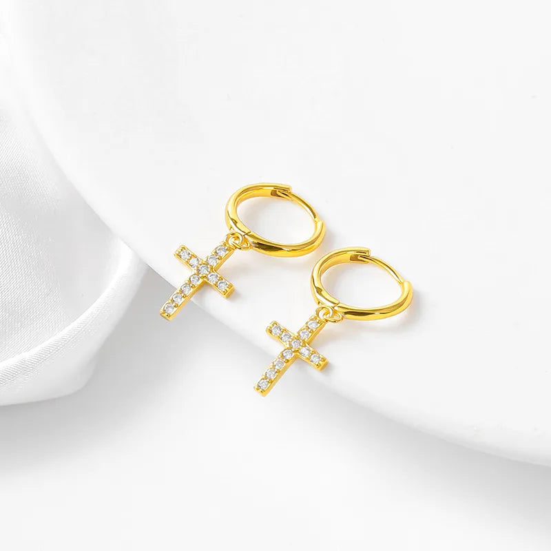 Boucles d'oreilles pendantes à croix, argent 925 — vue 4