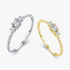 Bague solitaire ronde sertie de zircon, argent massif 925