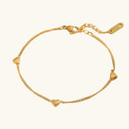 Collier à petits cœurs en relief, acier doré — vue 6