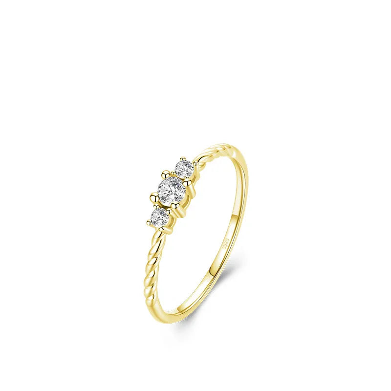 Bague à anneau torsadé serti de zircons — vue 11