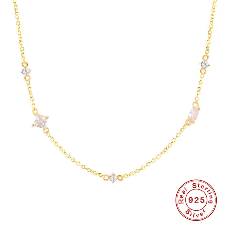 Collier alternant zircons ronds et carrés — vue 6