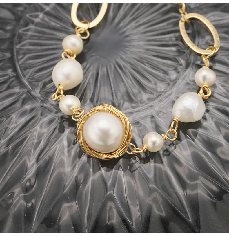 Bracelet de perles d'eau douce irrégulières — vue 3
