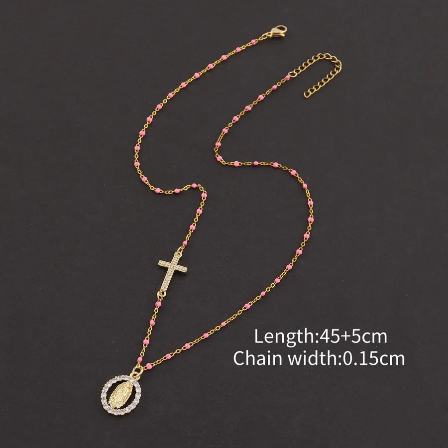 Collier croix et médaille, chaîne fine — vue 9