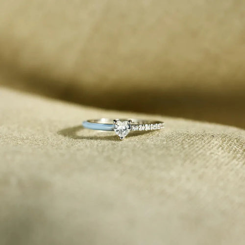Bague cœur serti de pierres en argent massif 925