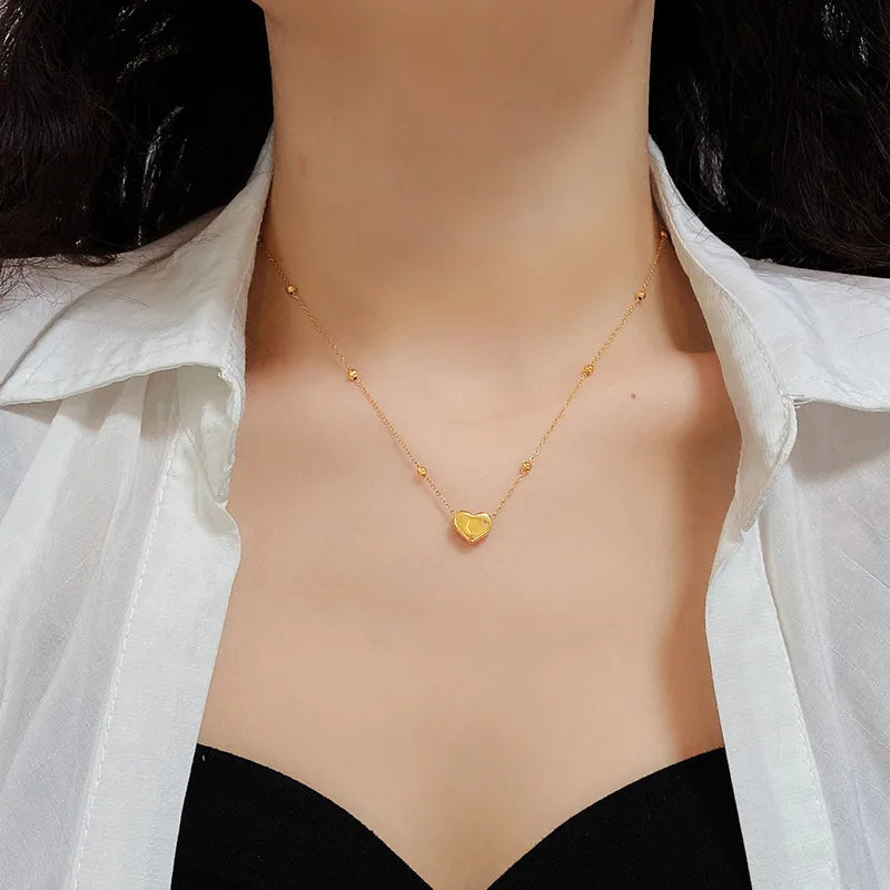 Collier cœur épuré, chaîne en acier titane — vue 5