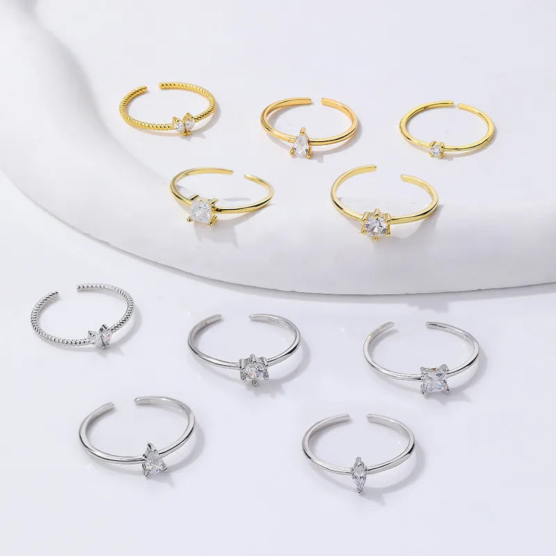 Bague ouverte à pierre taille goutte