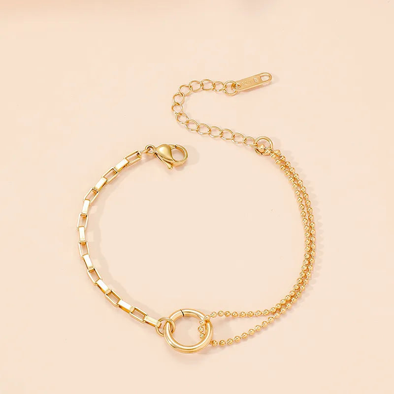 Bracelet cercle ouvert au tracé libre, acier inoxydable doré