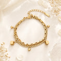 Bracelet maille cubaine revisitée, acier inoxydable doré