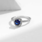 Bague à zircon rond, finition rhodiée — vue 3