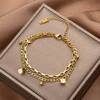 Bracelet uni lisse en acier inoxydable doré