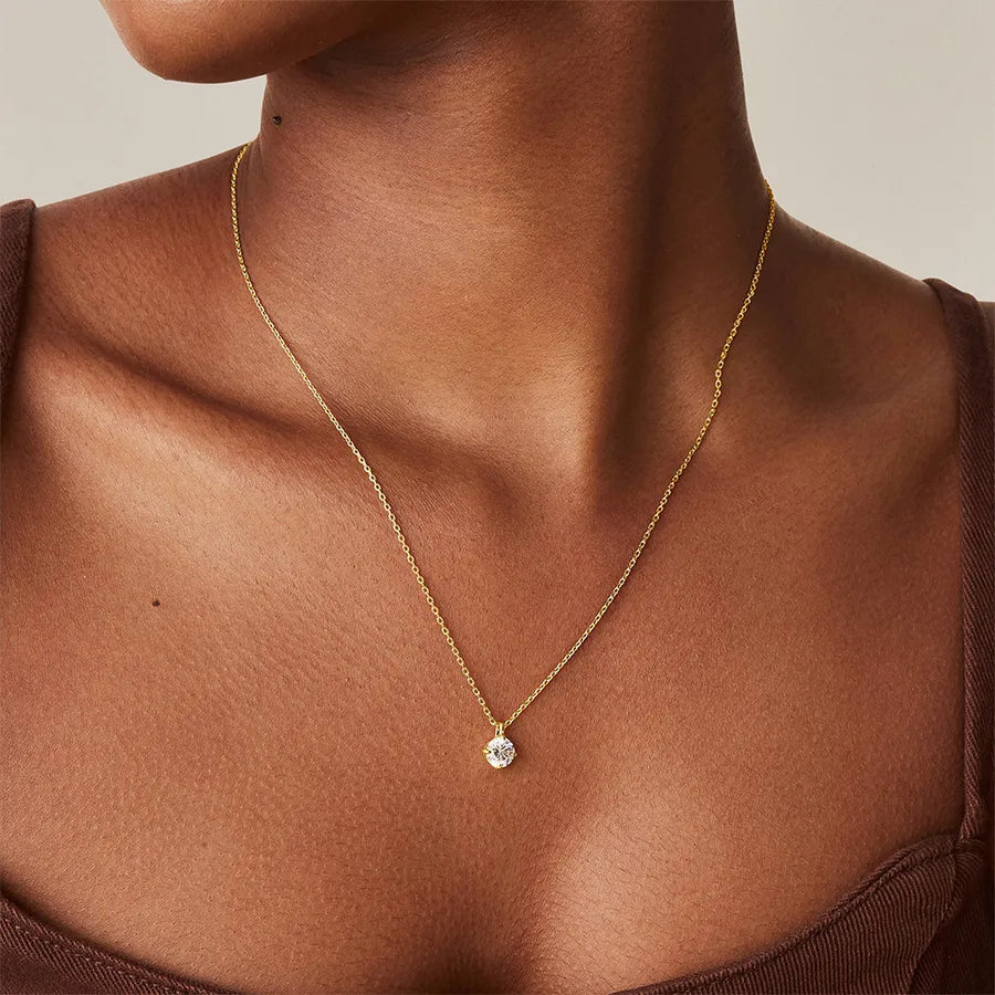 Collier à pendentif géométrique serti, argent 925 — vue 5