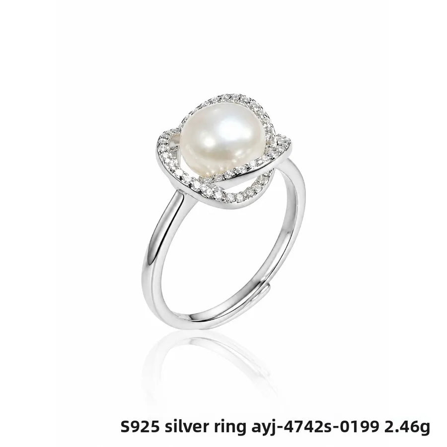 Bague cœur serti, argent massif 925 doré — vue 6