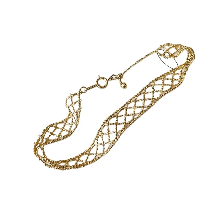 Bracelet maille quadrillée, acier doré — vue 5