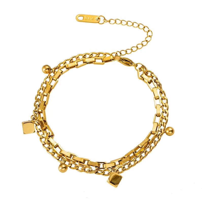 Bracelet uni lisse en acier inoxydable doré — vue 4