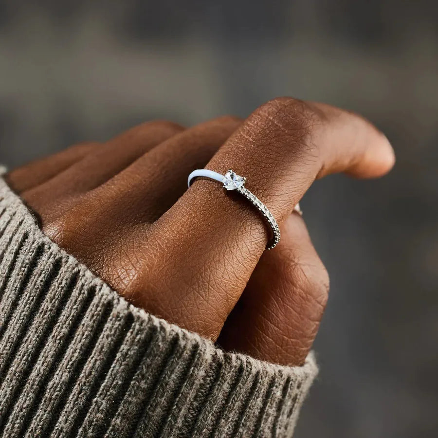 Bague cœur serti de pierres, argent 925 — vue 5