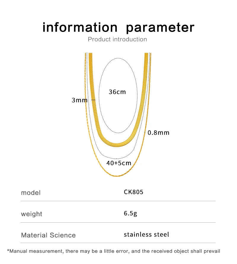 Ras-de-cou à double rang, acier inoxydable doré — vue 2