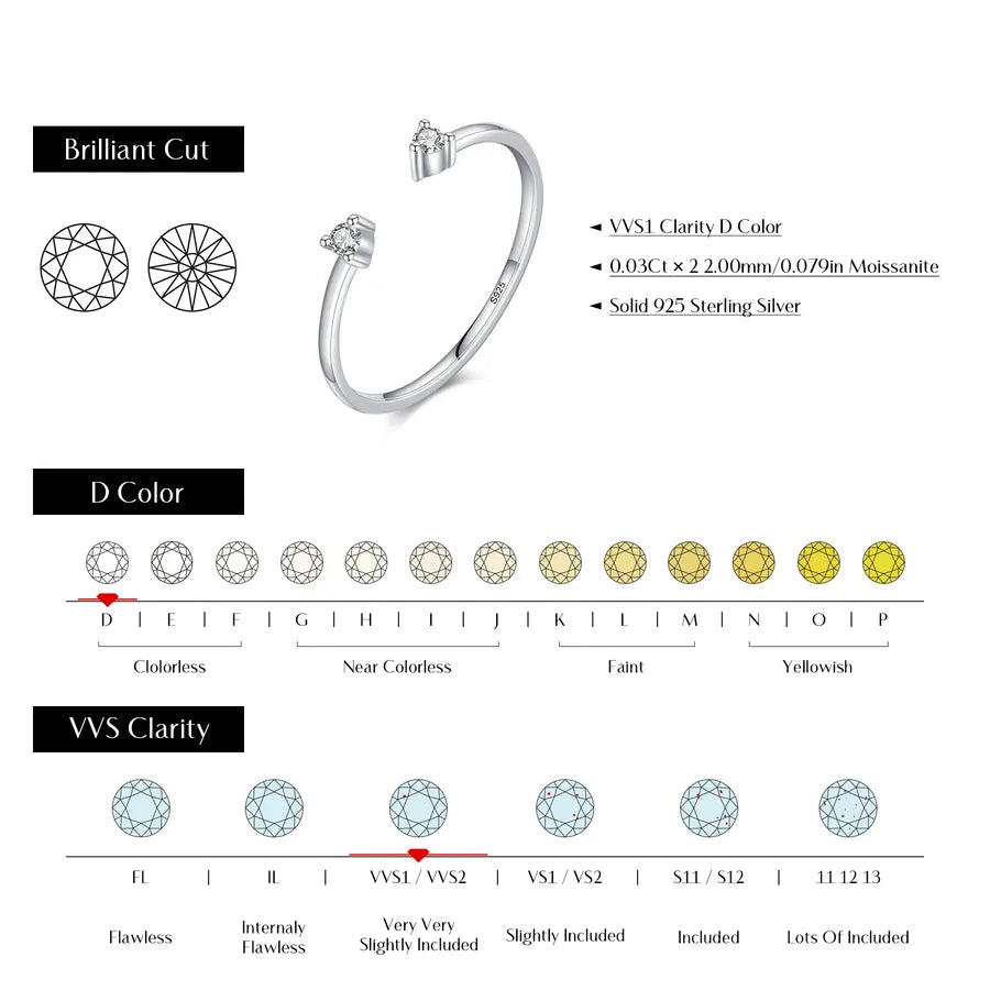 Bague moissanite sertie, argent massif 925 — vue 2
