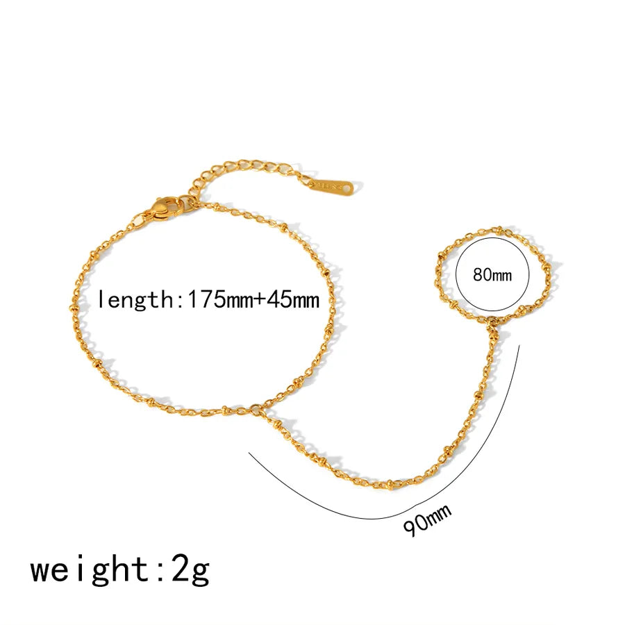 Bracelet chaîne fine élégante, acier doré — vue 3