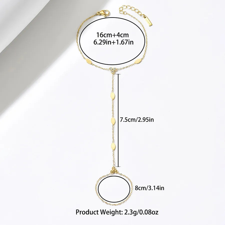 Bracelet feuille nervurée sur chaîne dorée — vue 6