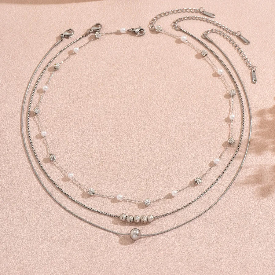 Collier de perles rondes à fermoir argenté — vue 7