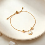 Bracelet cœur et perle sur chaîne réglable — vue 2