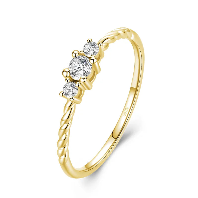 Bague solitaire ronde, argent massif 925 — vue 8