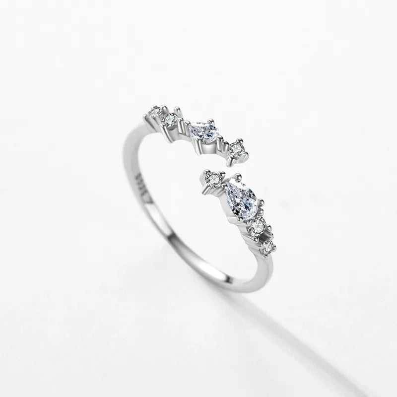 Bague à pierre taille goutte en argent massif 925