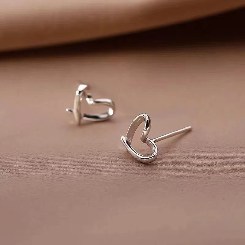 Puces d'oreilles cœur, argent massif 925 — vue 3