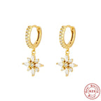 Boucles d'oreilles pendantes à fleur en argent massif 925