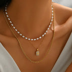 Collier de perles rondes à fermoir doré — vue 5