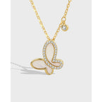 Collier papillon de nacre naturelle sur argent 925