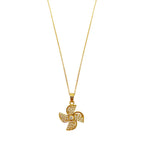 Collier pendentif moulin à vent, chaîne dorée — vue 2