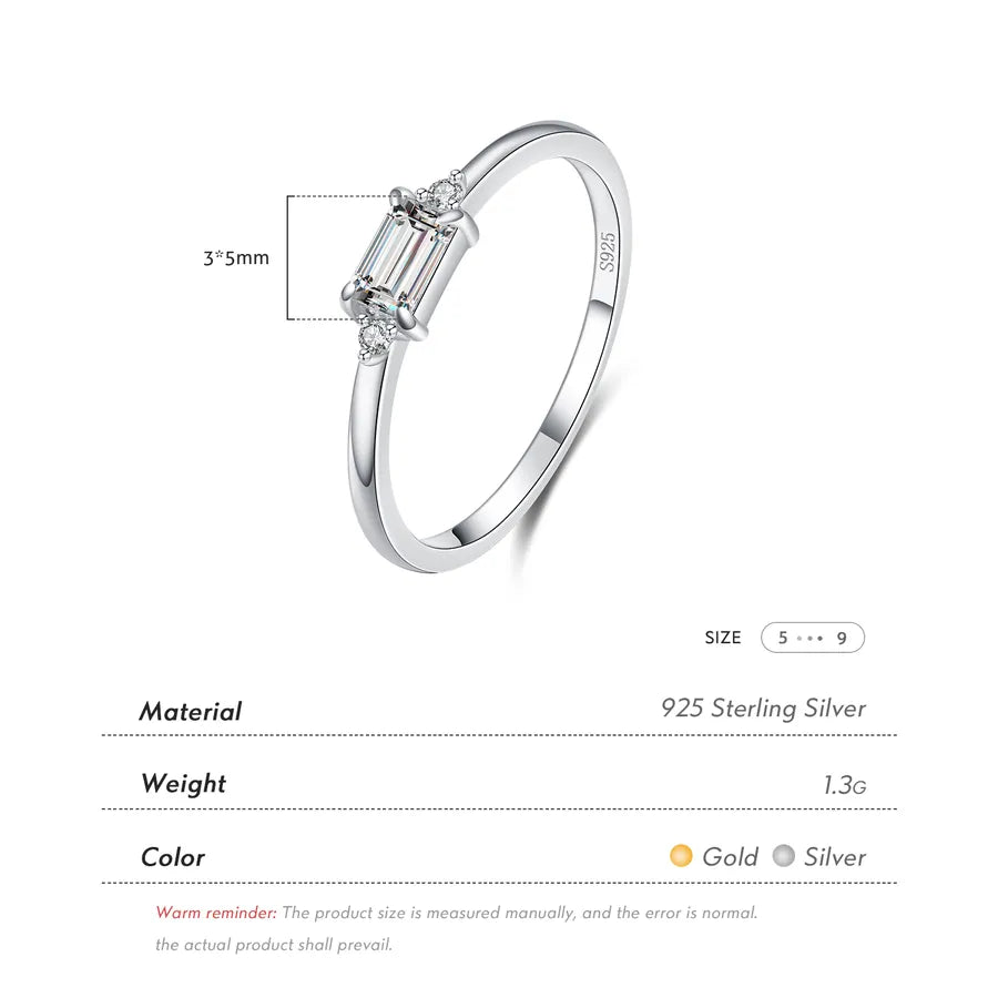 Bague géométrique sertie, argent massif 925 — vue 2