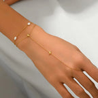 Bracelet géométrique fin en acier doré — vue 2
